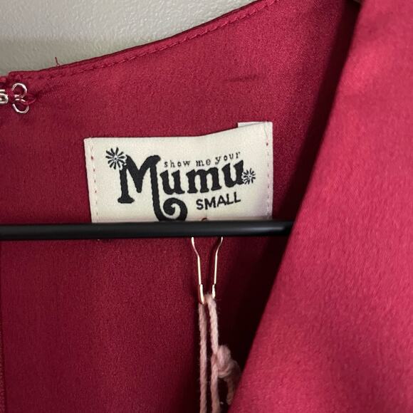 NWT Show Me Your Mumu Rome Twist Gown Ruby Luxe Satin Size Small Burgundy Red - Picture 12 of 15